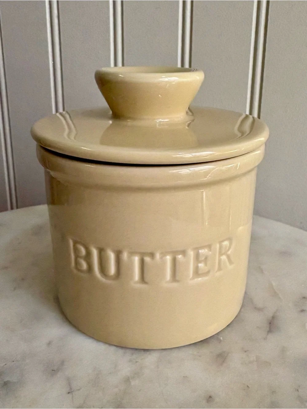 Ceramic Yellow Round Butter Bell LIKE NEW! Farmhouse Cottagecore Country Grandma